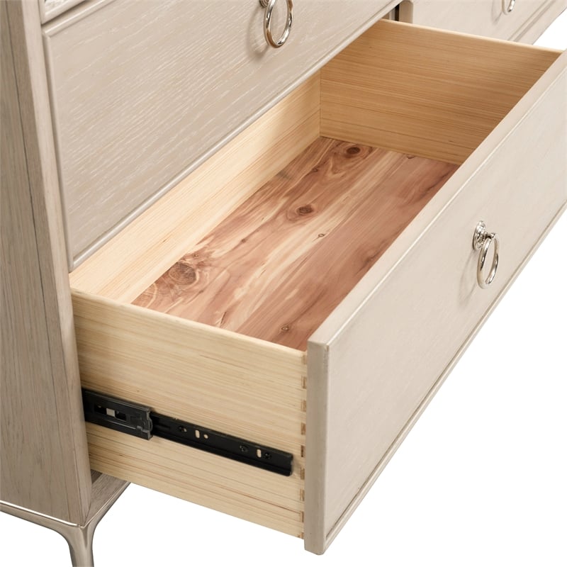 Bowery Hill Solid Wood 6-Drawer Dresser with Mirror in Natural Oak