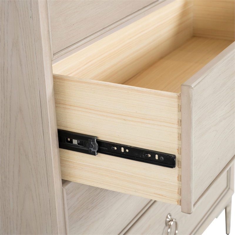 Bowery Hill Solid Wood 6-Drawer Dresser with Mirror in Natural Oak