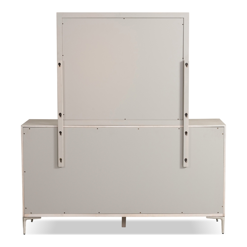 Bowery Hill Solid Wood 6-Drawer Dresser with Mirror in Natural Oak