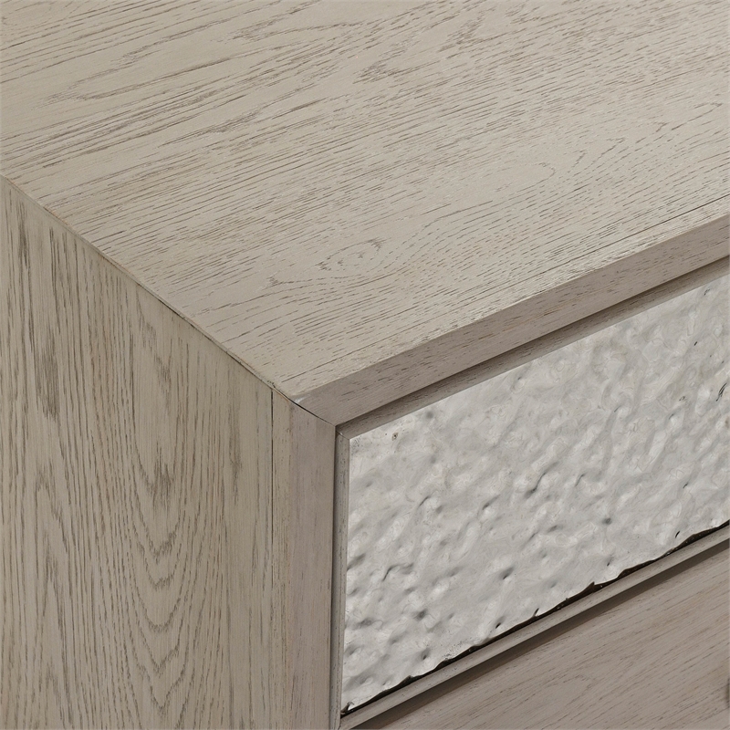 Bowery Hill Solid Wood 6-Drawer Dresser with Mirror in Natural Oak