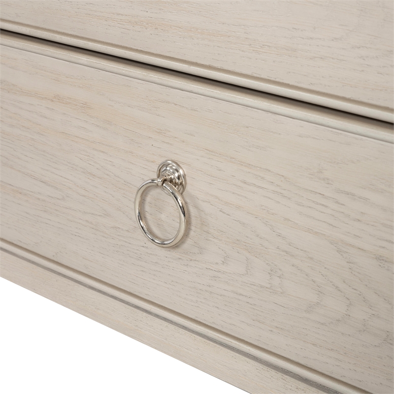 Bowery Hill Solid Wood 6-Drawer Dresser with Mirror in Natural Oak