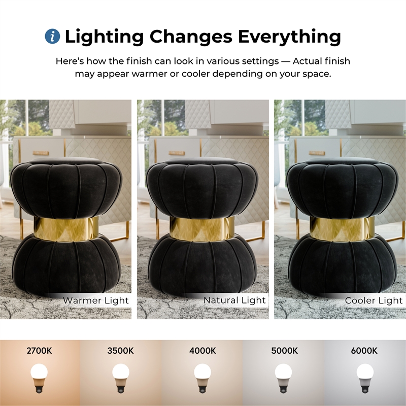 Bowery Hill Velvet Round Bow Tie Design Stool in Black