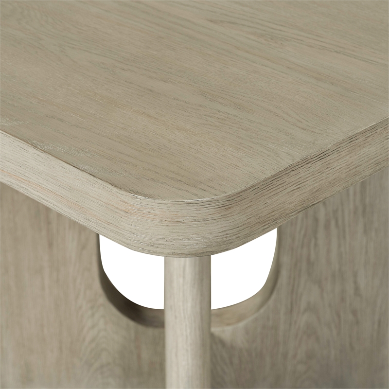 Bowery Hill Rubberwood Counter-Height Pedestal Table in White Oak