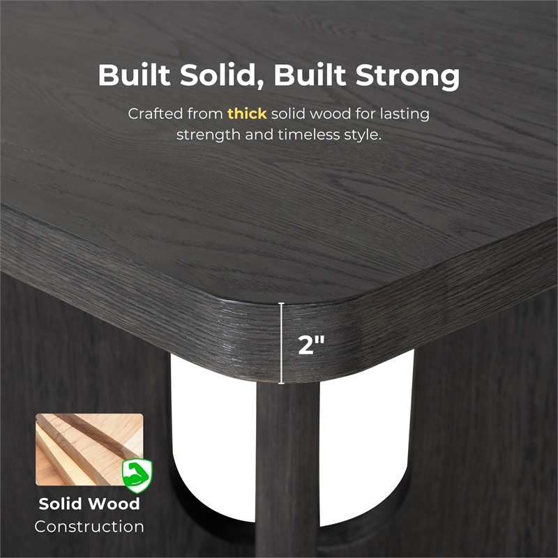 Bowery Hill Rubberwood Counter-Height Pedestal Table in White Oak