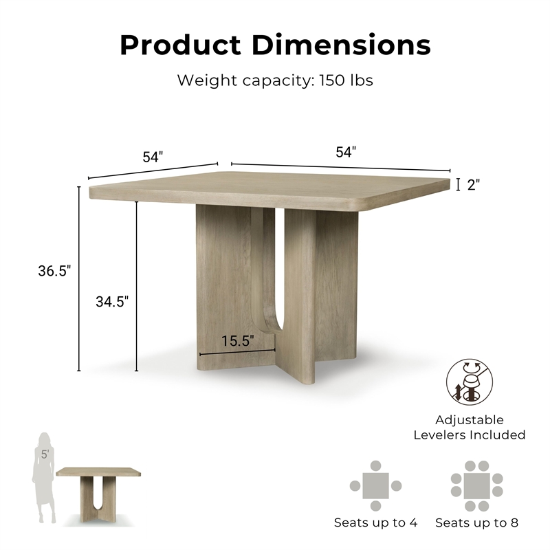 Bowery Hill Rubberwood Counter-Height Pedestal Table in White Oak