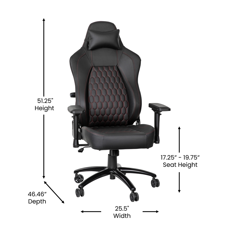 Bowery Hill Ergonomic Faux Leather Gaming Chair in Black and Red