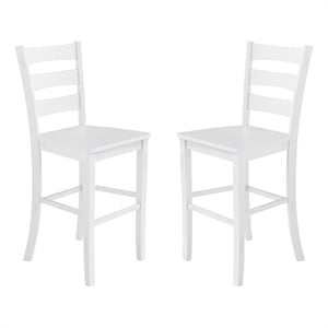 Bowery Hill Ladder Back 29&quot White Wash Bar Height Stool (Set of 2)