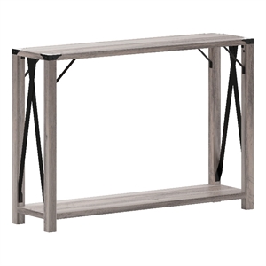 Bowery Hill Modern Farmhouse 2-Tier Console Table in Gray Wash Finish