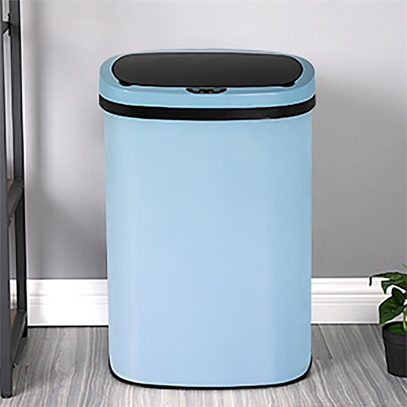 Bowery Hill 13 Gallon Blue Stainless Steel Motion Sensor Trash Can