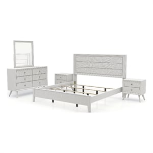 Bowery Hill 5-Piece Wood Bedroom Set with California King Bed in White Finish