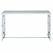Bowery Hill Metal Sofa Table with Ripple Pattern Glass Top in Chrome Finish