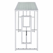 Bowery Hill Metal Sofa Table with Ripple Pattern Glass Top in Chrome Finish