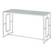 Bowery Hill Metal Sofa Table with Ripple Pattern Glass Top in Chrome Finish