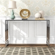 Bowery Hill Metal Sofa Table with Ripple Pattern Glass Top in Chrome Finish