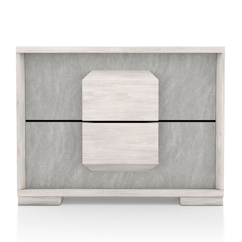 Bowery Hill Two-Tone Wood 2-Drawer Nightstand in Washed White