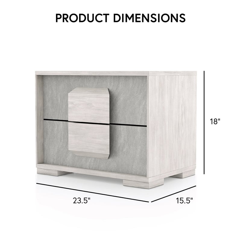 Bowery Hill Two-Tone Wood 2-Drawer Nightstand in Washed White