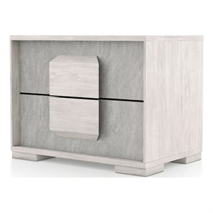 Bowery Hill Two-Tone Wood 2-Drawer Nightstand in Washed White