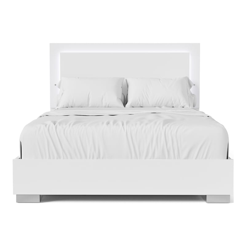Bowery Hill LED Light King Bed Frame in White Finish