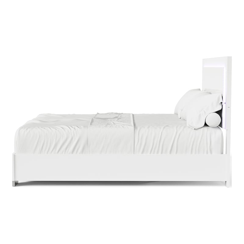 Bowery Hill LED Light King Bed Frame in White Finish
