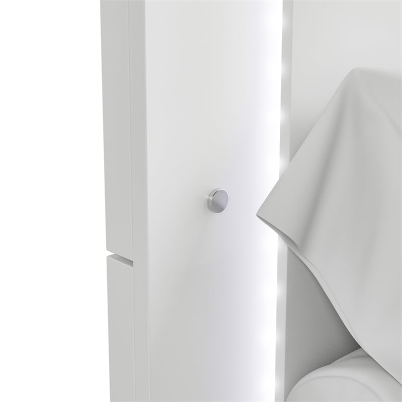 Bowery Hill LED Light King Bed Frame in White Finish