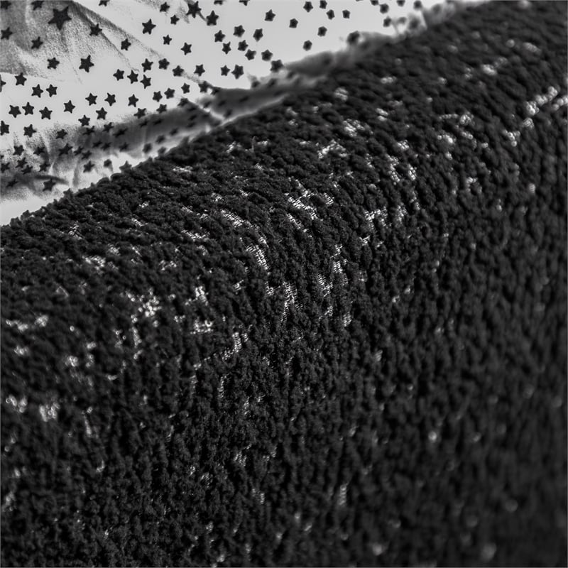 Bowery Hill Upholstered Boucle Fabric Queen Bed in Black
