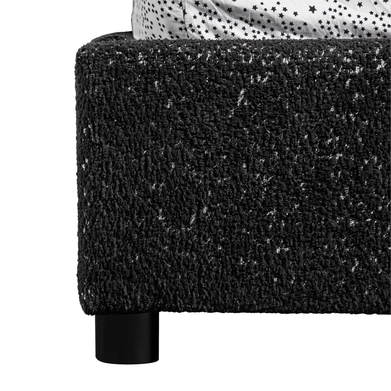 Bowery Hill Upholstered Boucle Fabric Queen Bed in Black