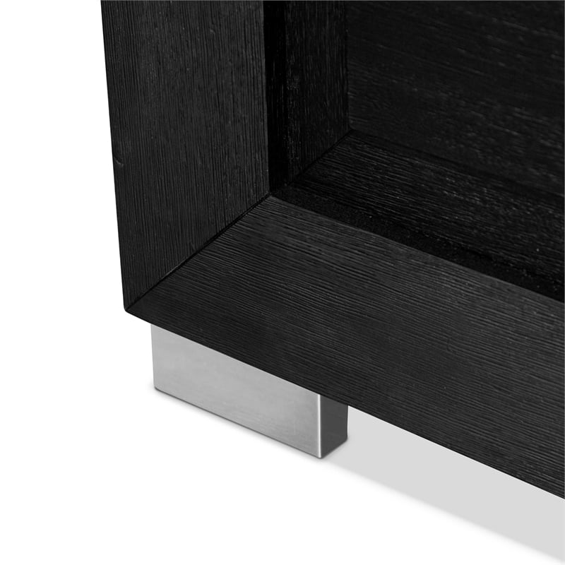 Bowery Hill Modern LED Headboard Solid Wood Eastern King Bed in Black
