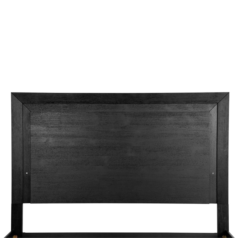 Bowery Hill Modern LED Headboard Solid Wood Eastern King Bed in Black