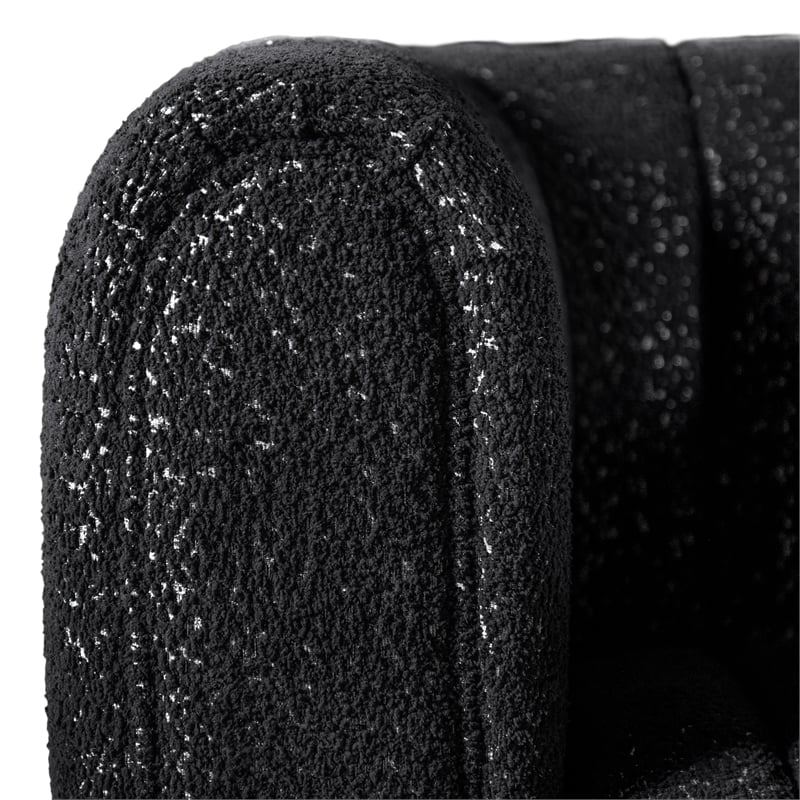 Bowery Hill Boucle Fabric Channel Tufted 3-Seater Sofa in Black
