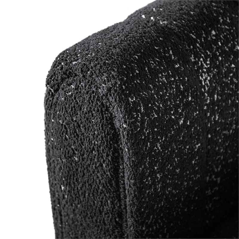 Bowery Hill Boucle Fabric Channel Tufted 3-Seater Sofa in Black