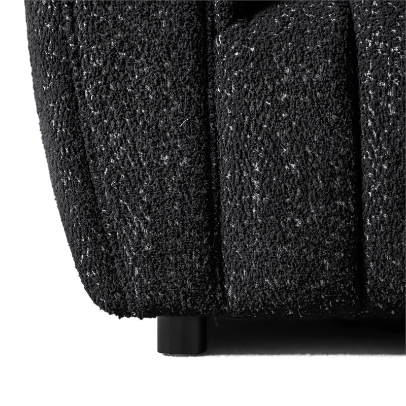 Bowery Hill Boucle Fabric Channel Tufted 3-Seater Sofa in Black