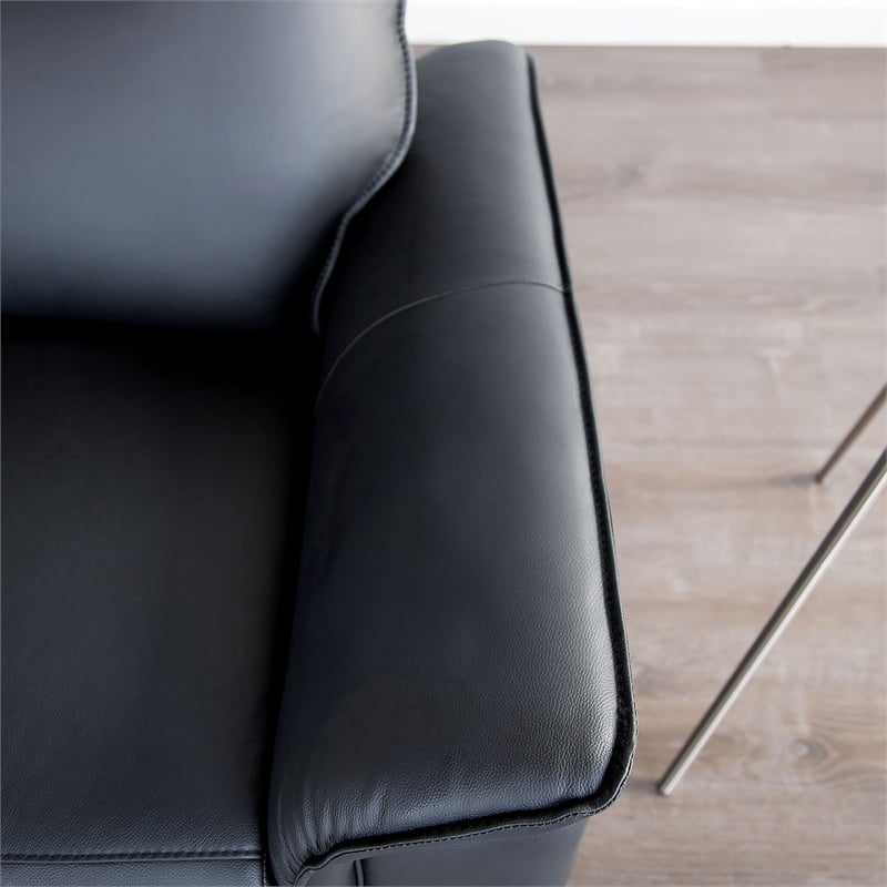 Bowery Hill Leather Reclining Sofa with Manual Recline in Black
