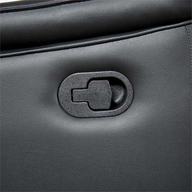 Bowery Hill Leather Reclining Sofa with Manual Recline in Black