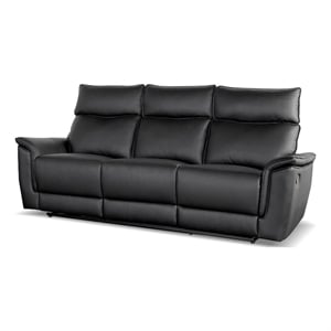 Bowery Hill Leather Reclining Sofa with Manual Recline in Black