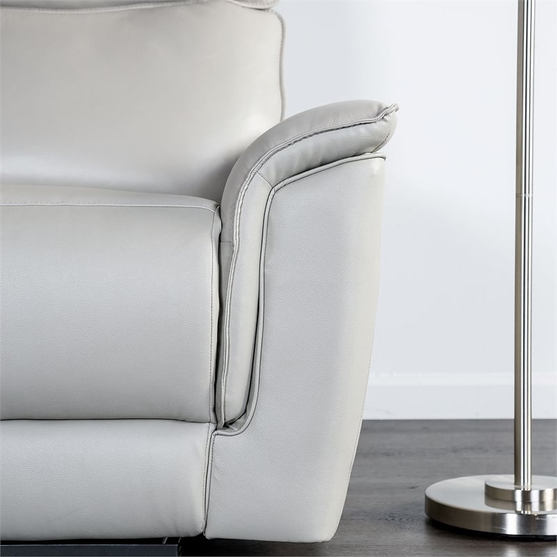 Bowery Hill Leather Padded Recliner with Metal Frame in Taupe