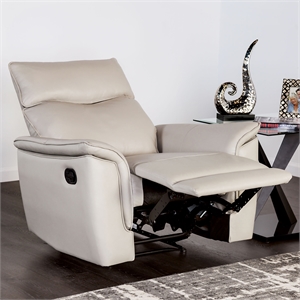 Bowery Hill Leather Padded Recliner with Metal Frame in Taupe