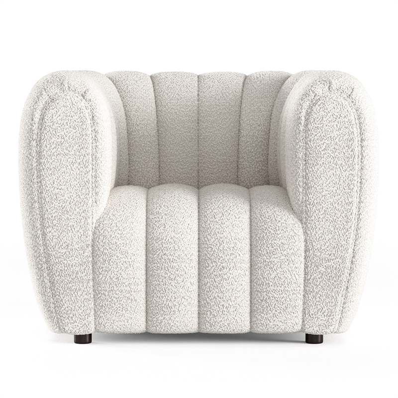 Bowery Hill Channel Tufted Boucle Accent Chair in Off White