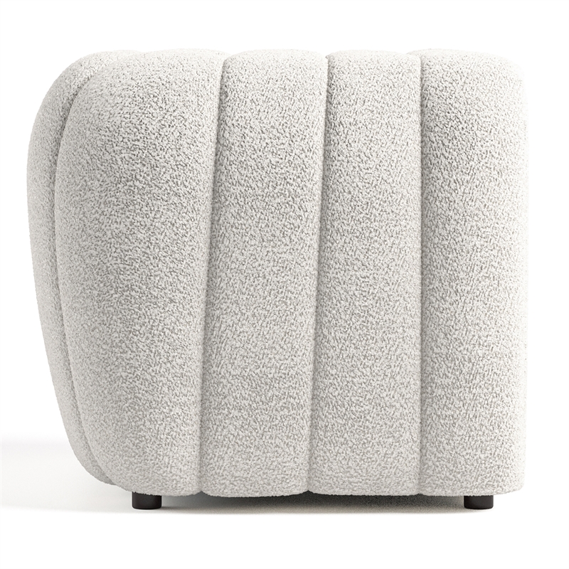 Bowery Hill Channel Tufted Boucle Accent Chair in Off White
