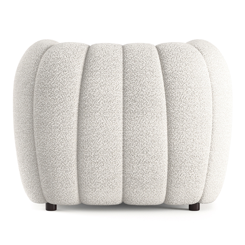 Bowery Hill Channel Tufted Boucle Accent Chair in Off White