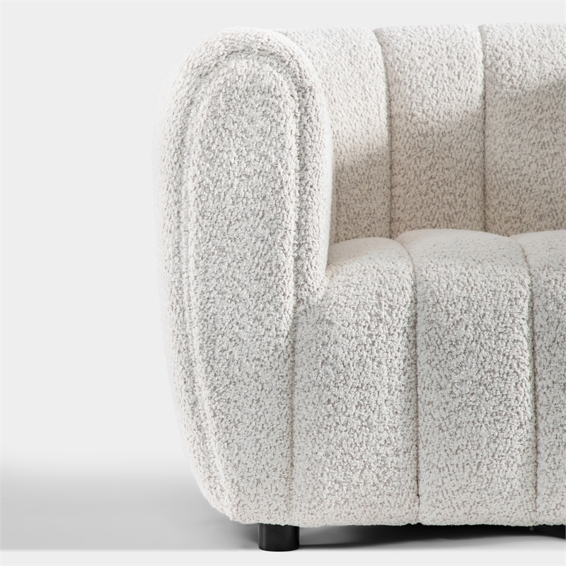 Bowery Hill Channel Tufted Boucle Accent Chair in Off White