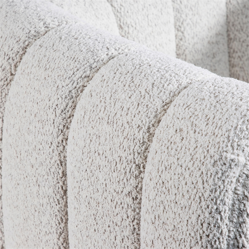 Bowery Hill Channel Tufted Boucle Accent Chair in Off White