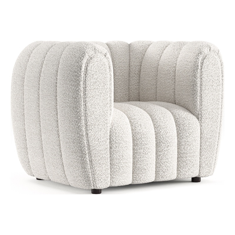 Bowery Hill Channel Tufted Boucle Accent Chair in Off White