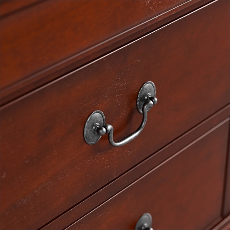 Bowery Hill 5-Drawer Chest with Nickel Handles in Cherry Finish