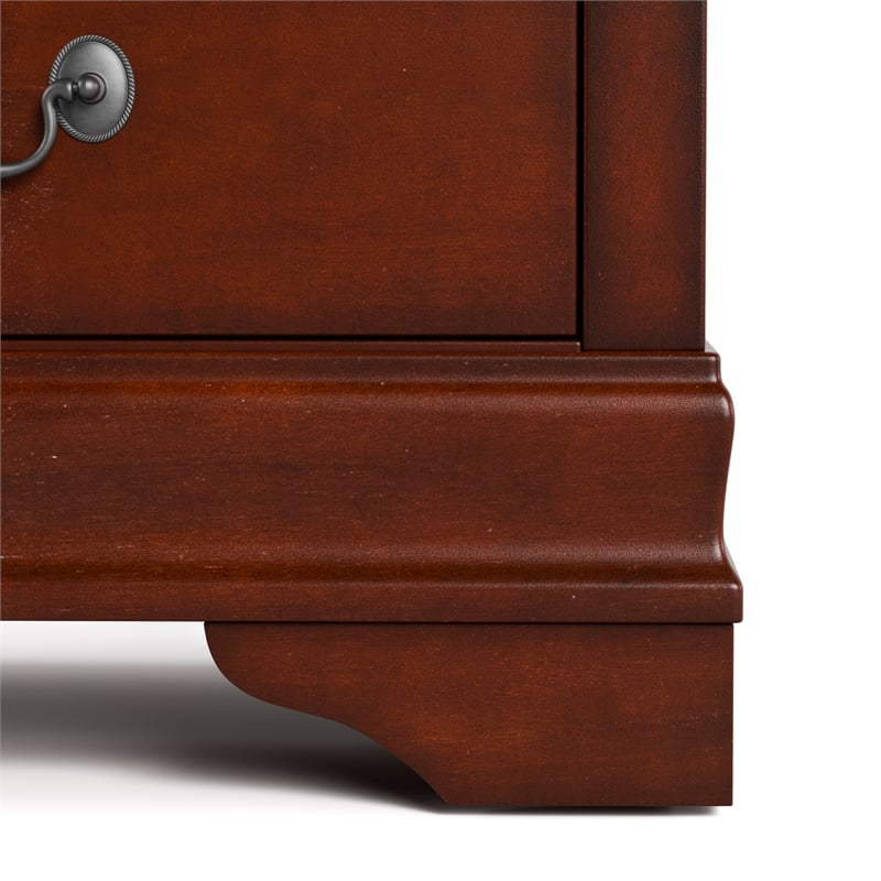 Bowery Hill 5-Drawer Chest with Nickel Handles in Cherry Finish