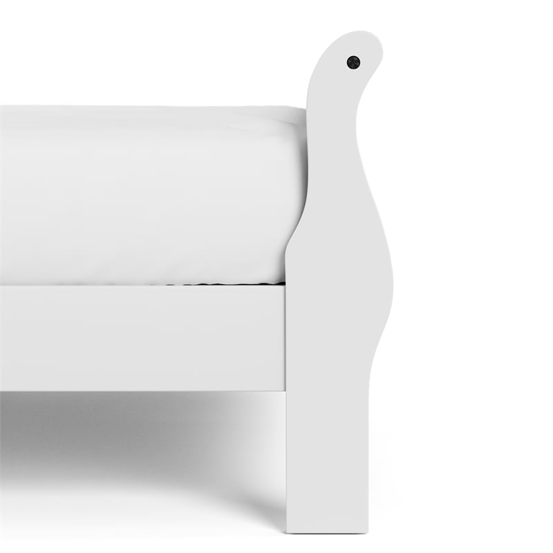 Bowery Hill Sleigh Full Panel Bed Frame with Shaker Panels in White