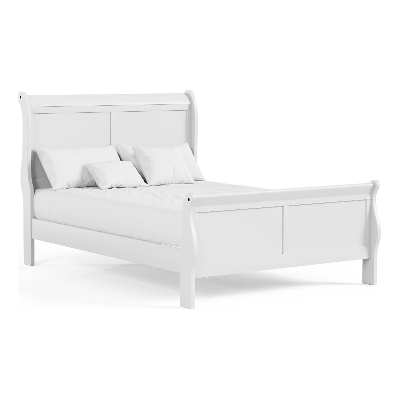 Bowery Hill Sleigh Full Panel Bed Frame with Shaker Panels in White