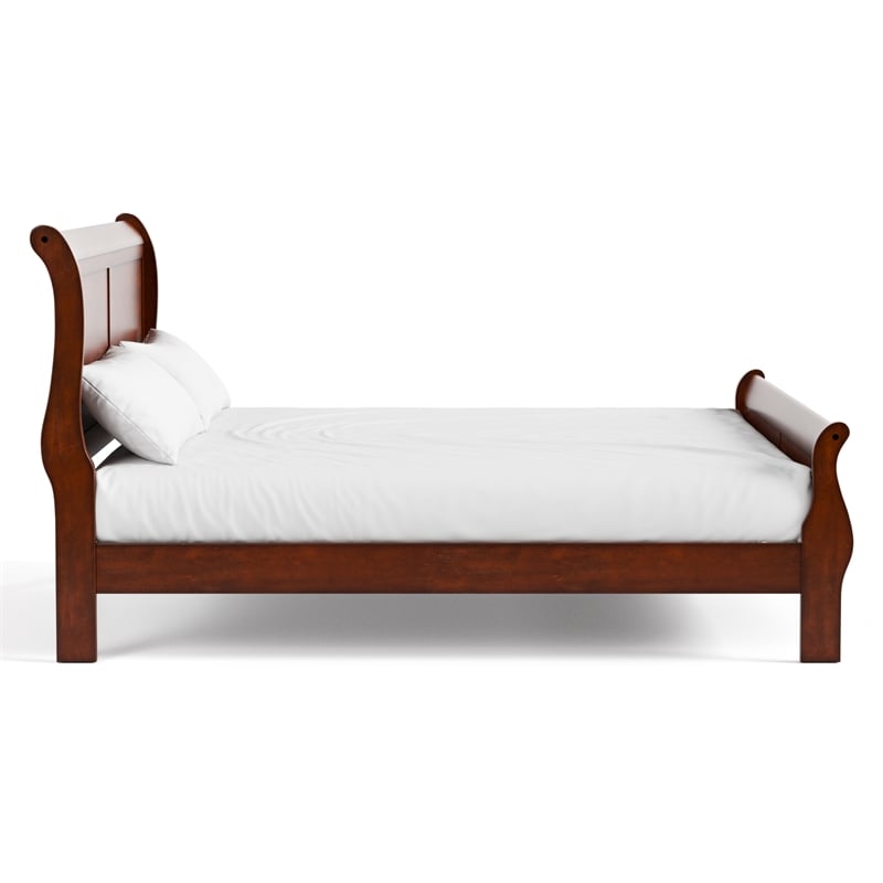 Bowery Hill Sleigh Queen Panel Bed with Shaker Panels in Cherry