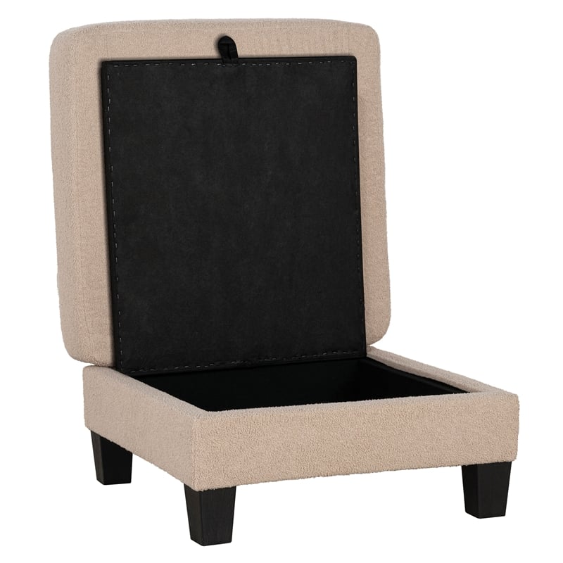 Bowery Hill Beige Fabric Storage Ottoman with Lift-Off Lid and Foam