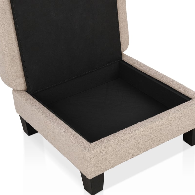 Bowery Hill Beige Fabric Storage Ottoman with Lift-Off Lid and Foam