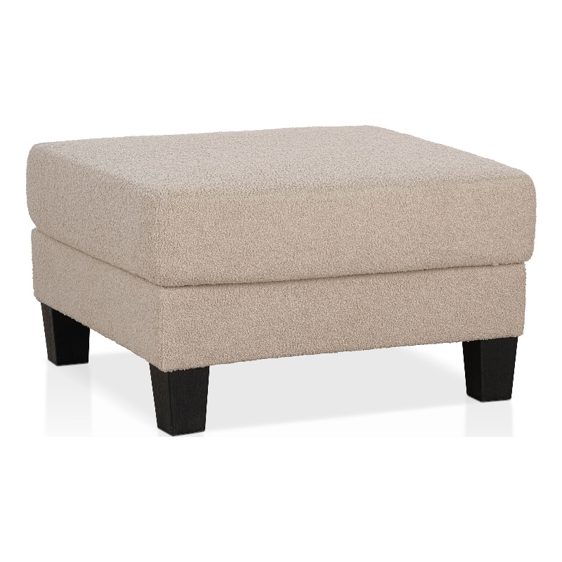 Bowery Hill Beige Fabric Storage Ottoman with Lift-Off Lid and Foam